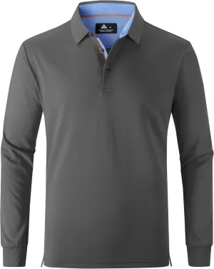 SWISSWELL Long Sleeve Polo Shirts for Men collared Performance Golf Shirts Casual Workwear Office