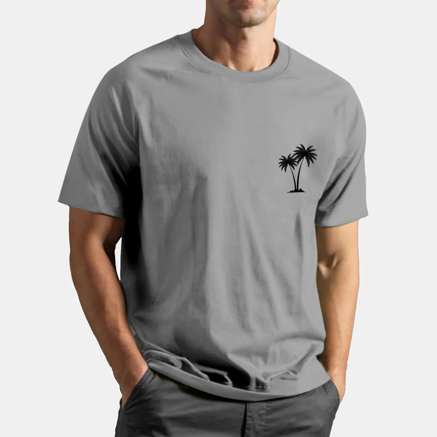 T Shirts for Man Palm Tree Printed Graphic Tees Casual Summer Beach Tops Short Sleeve Crew Neck Basic Tee Shirts