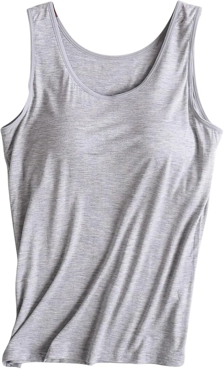 Tank Top with Built in Bra for Women Racerback Workout Shelf Bras Tanks Basic Padded Yoga Shirt Modal Undershirt