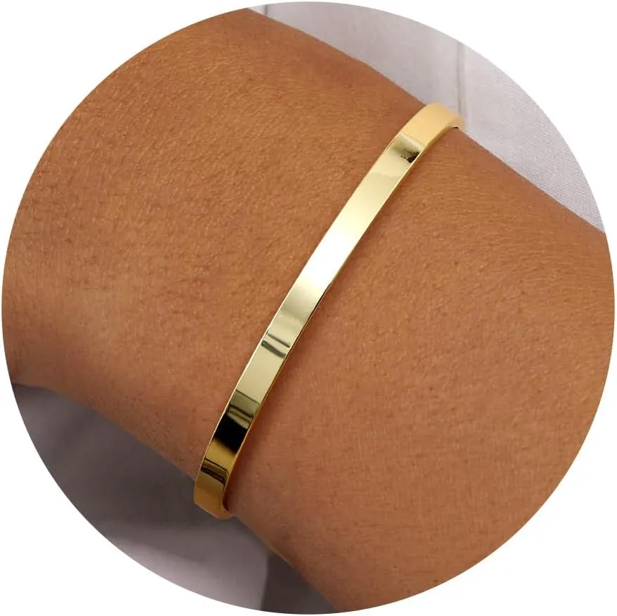 TEN MIRO 16k Chunky Gold Bangle Cuff Bracelets for Women Trendy, Sweatproof Bangle Bracelet Non Tarnish Gold Plated Cuff Bracelets for Women