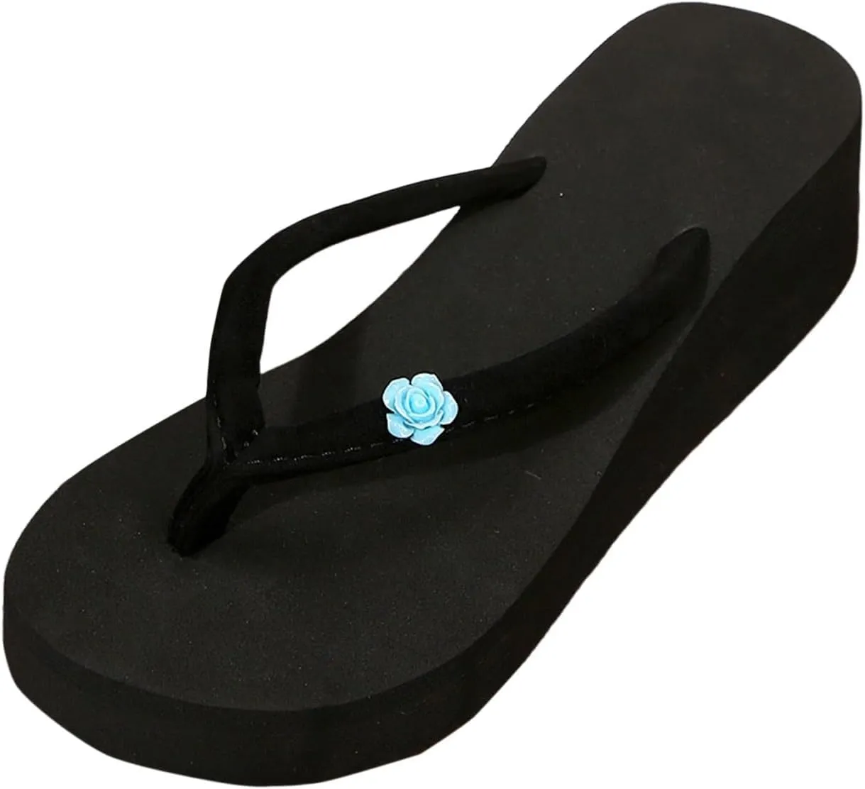Thong Sandals for Walking Women's Wedge Heel Beach Flip Flops Flower Beach Flip Flops Thick Bottom