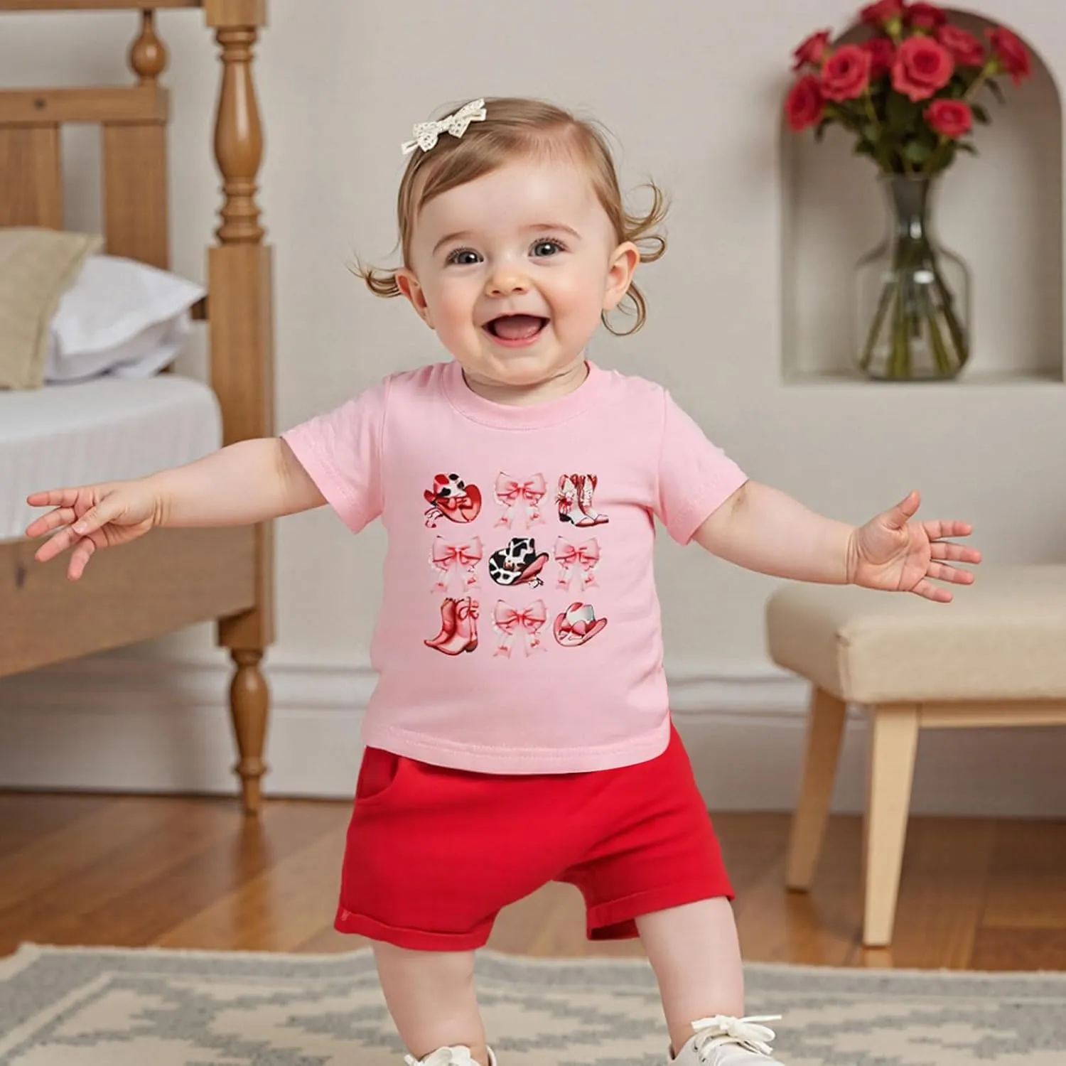 Toddler Baby Girls Western Cowgirl T-Shirt Kids Short Sleeve Funny Rodeo Graphic Summer Tee Tops