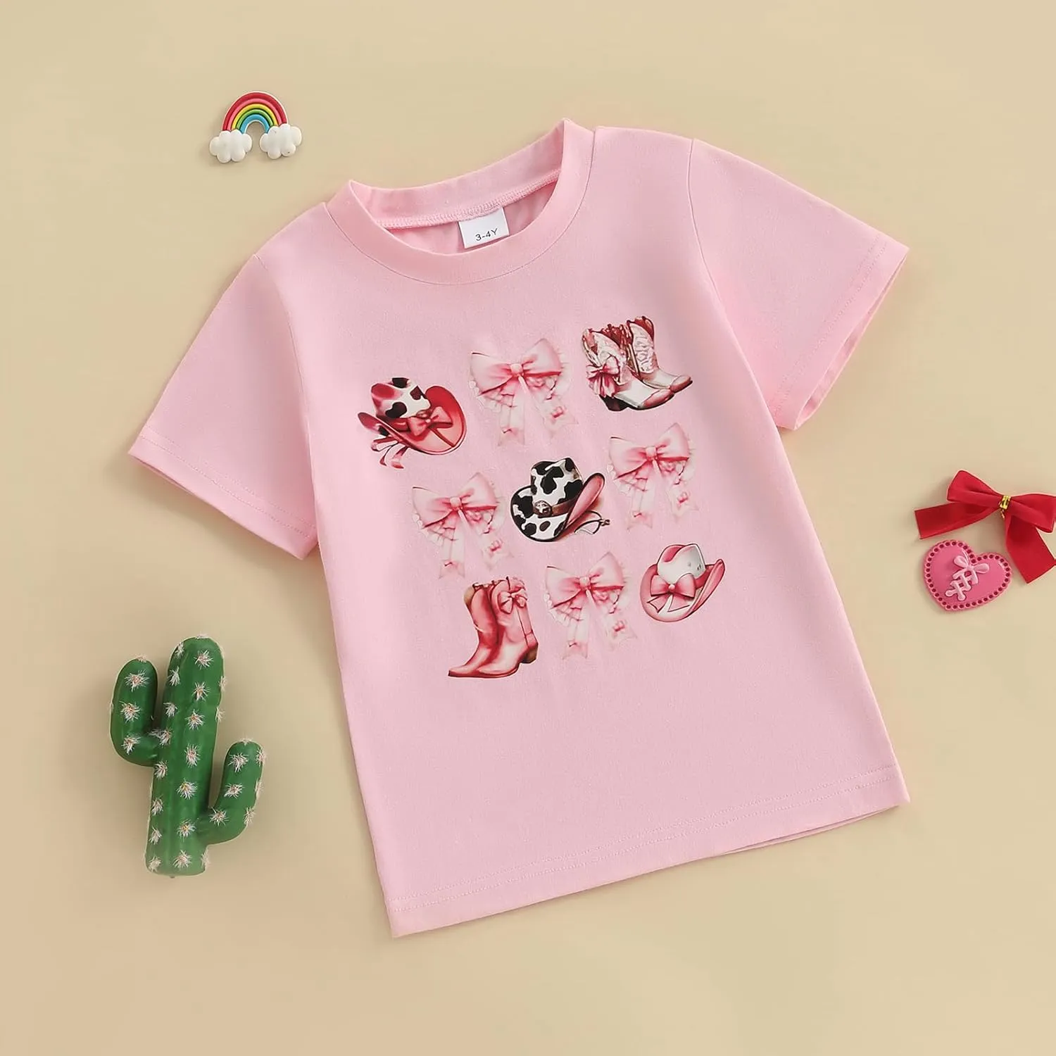 Toddler Baby Girls Western Cowgirl T-Shirt Kids Short Sleeve Funny Rodeo Graphic Summer Tee Tops