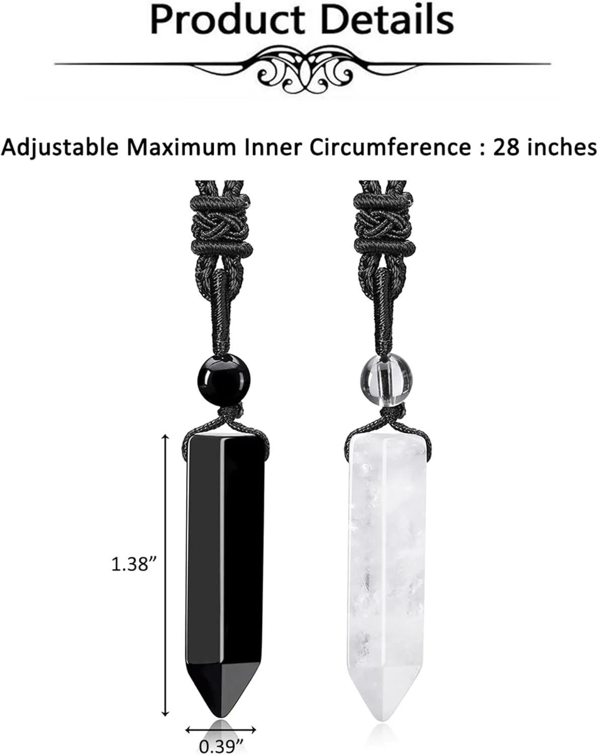 Top Plaza Healing Crystal Stone Necklaces for Men Hexagonal Pendant Necklaces Adjustable Braided Rope Natural Gemstone Necklace Jewelry Christmas Gift for Dad, Husband