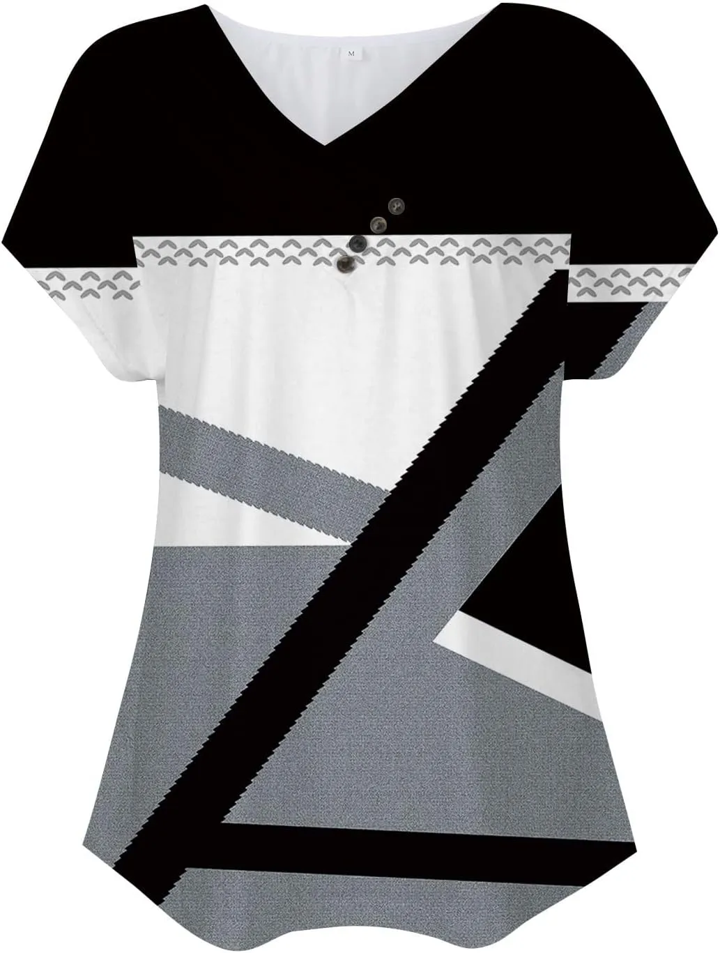 Tops for Womens Plus Size Short Sleeve Casual Pullover V Neck Fashion Blouse Tees 2024 Summer Button Printed T Shirt