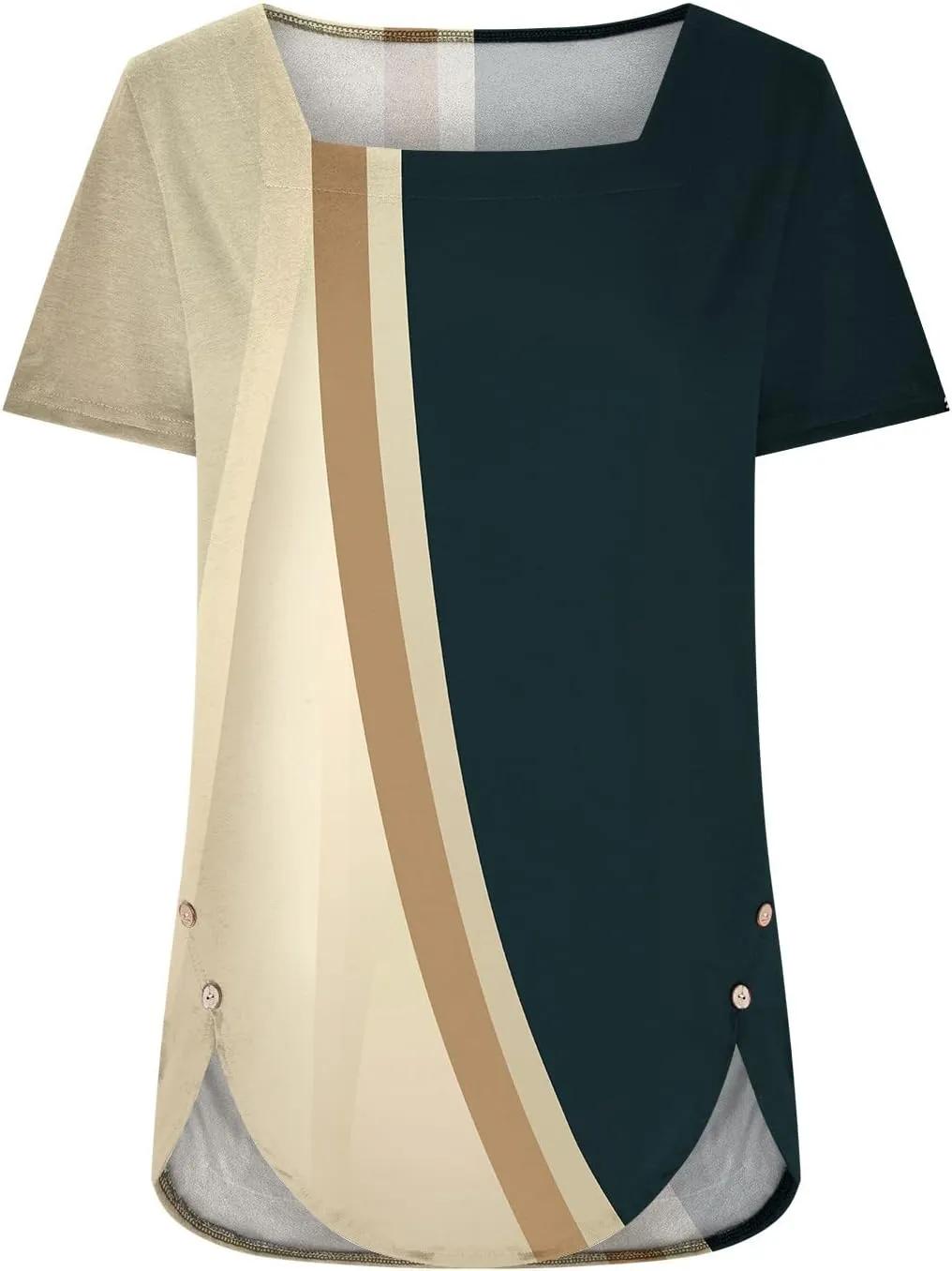 Tunic Tops for Women Trendy 2024 Boho Floral Print Summer Shirts Dressy Casual Square Neck Short Sleeve Blouses