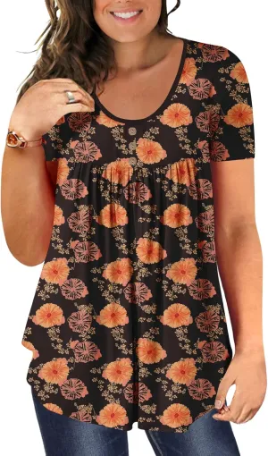 Ulovmi Plus Size Tunic Tops For Women Summer Blouses Casual Shirts
