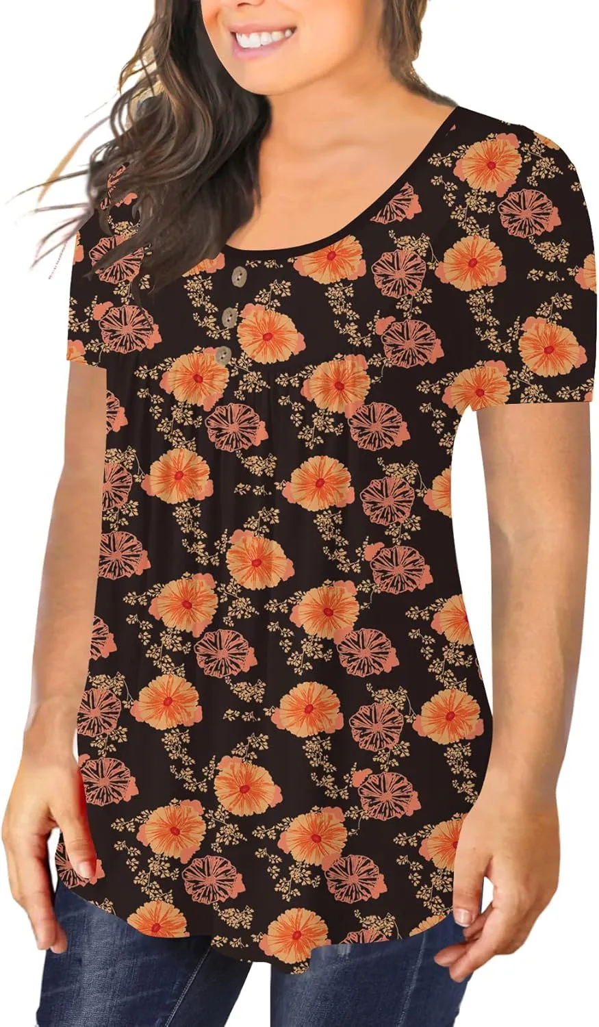 Ulovmi Plus Size Tunic Tops For Women Summer Blouses Casual Shirts