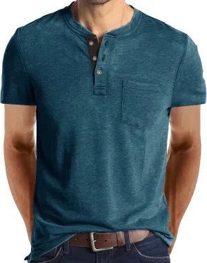 Uposiut Mens Henley Shirts Long/Short Sleeve T Shirt Fashion Casual Basic Plain Cotton Tee Shirts