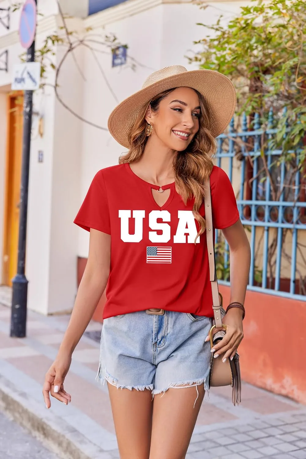 USA Flag Tee Shirt Women 4th of July Gift T Shirt Casual Short Sleeve American Proud T-Shirt Tops
