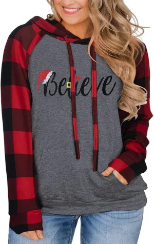VISLILY Women-Plus-Size-Hoodies-Sweatshirts Color Block Tops with Pockets XL-4XL