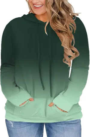 VISLILY Women-Plus-Size-Hoodies-Sweatshirts Color Block Tops with Pockets XL-4XL