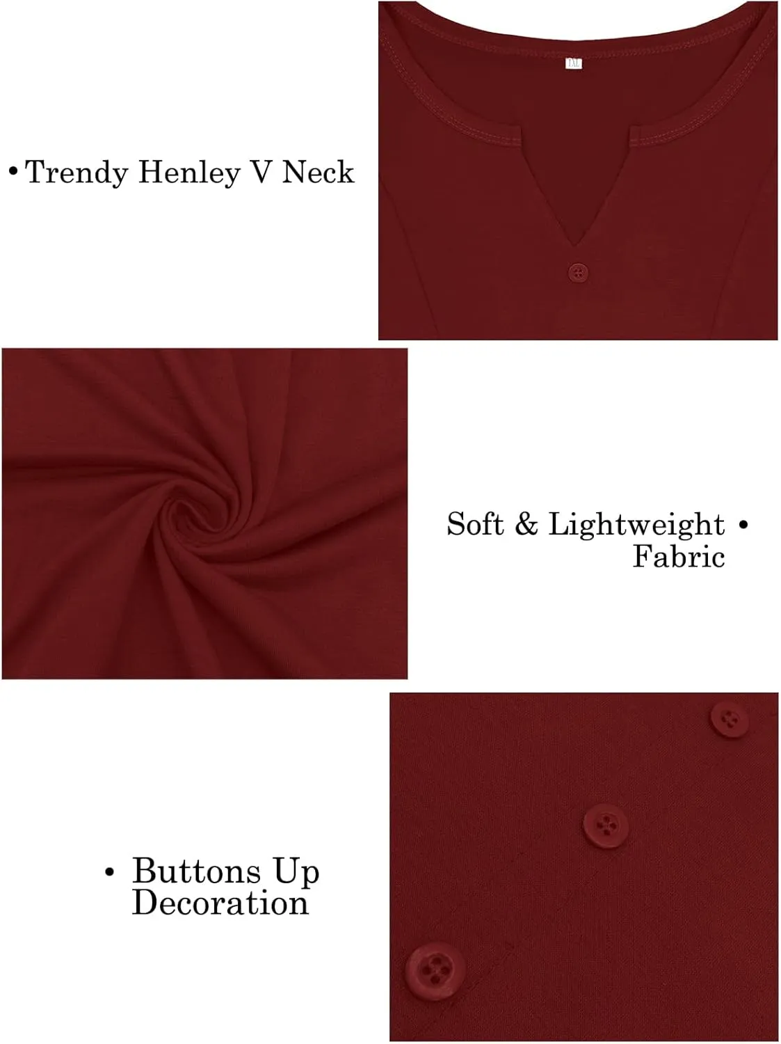 VISLILY Women's Plus-Size-Summer-Tops Trendy Henley V Neck T-Shirts Flowy Pleated Tunics Short Sleeve Buttons Up Blouses