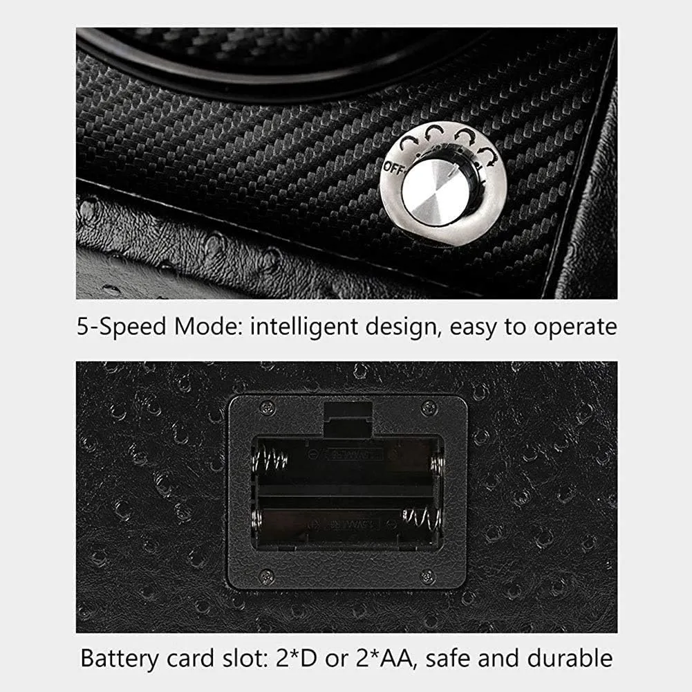 Watch Winder Automatic Watch Winder Box Double Watch Winder Box, Quiet Motor with 5 Rotation Modes Wood Shell Watches Storage Display Boxholiday Gift,H Watch Winder powerfully (E A)