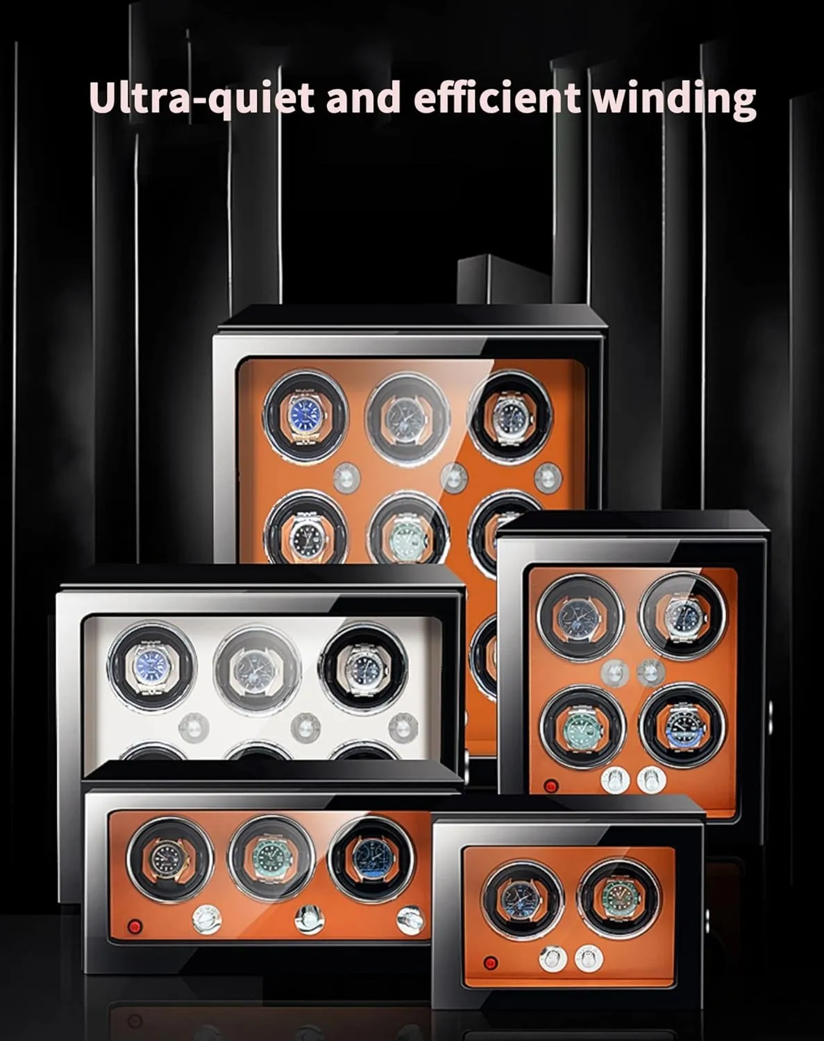 Watch Winder For Automatic Watches With Super Quiet Japanese Motor For 2 3 4 6 9 Watch Storage Display Box With Led Lights Luxury Mechanical Watch Storage Case,Brown-3 0