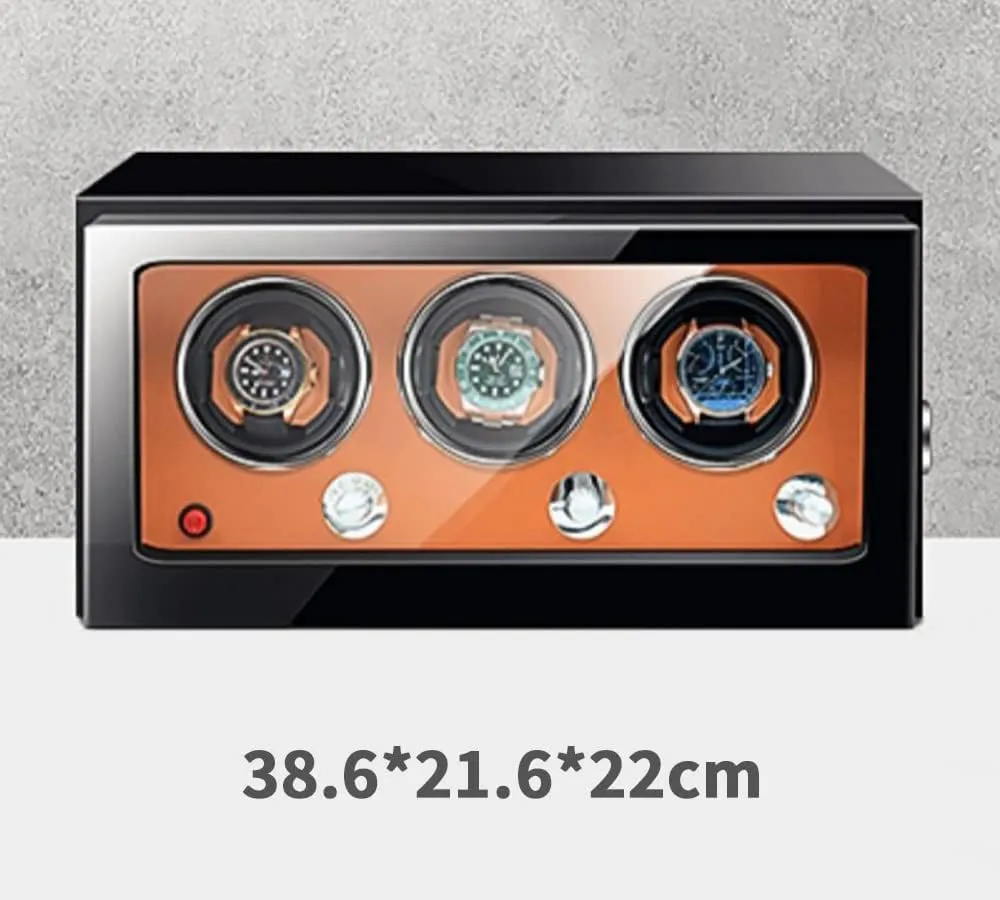 Watch Winder For Automatic Watches With Super Quiet Japanese Motor For 2 3 4 6 9 Watch Storage Display Box With Led Lights Luxury Mechanical Watch Storage Case,Brown-3 0