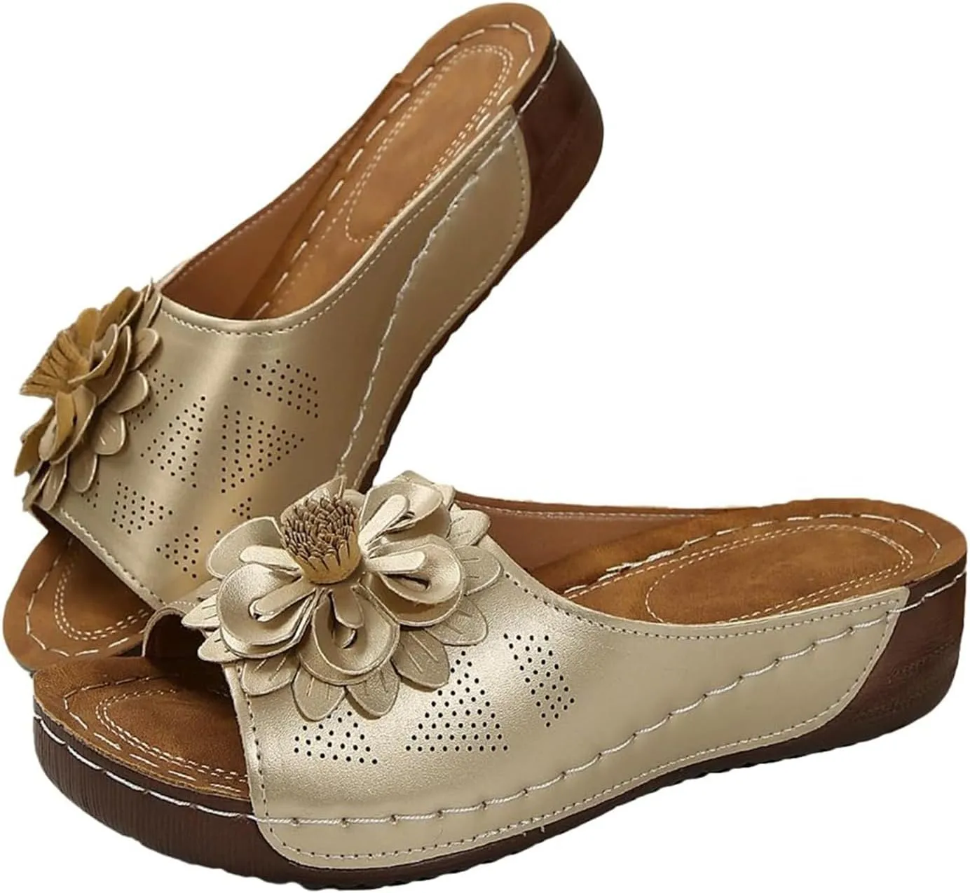 Wedge Sandals for Women Casual Party Wedding Event Summer Shoes Slipper Chic Flowers Orthopedic Sandals Ladies Cute Slides Outdoor Travel Dressy Flats Comfy Sandal