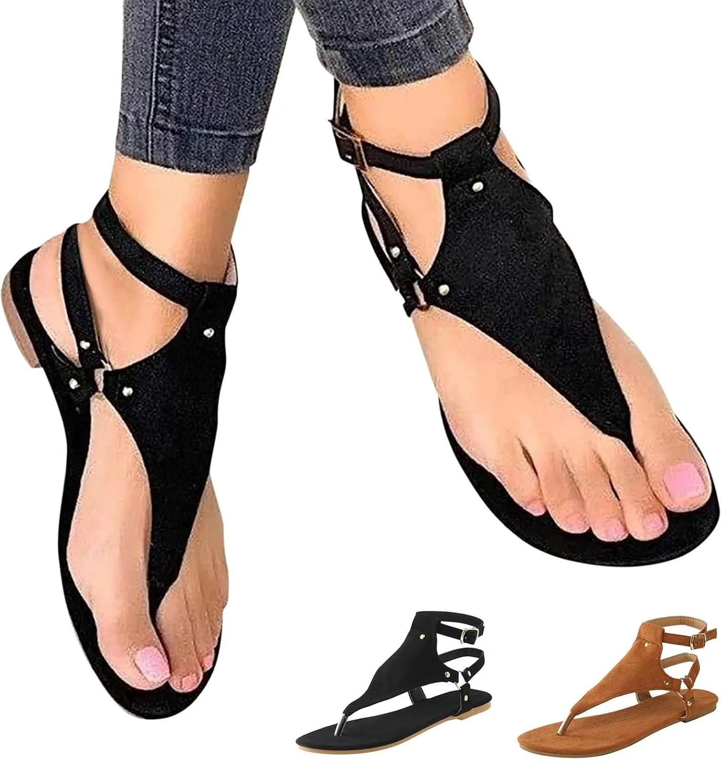 Wedge Sandals for Women Dressy Orthopedic Open Toe Walking Shoes Summer Casual Bohemian Buckle Ankle Strap Sandals Lightweight Comfortable Clip Toe Slip On Sandals Cool Thong Flip Flops