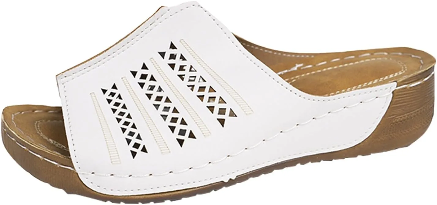 Wedge Sandals for Women Dressy Platform Slides Summer Comfortable Arch Support Slip On Sandals Orthotic Walking Shoes