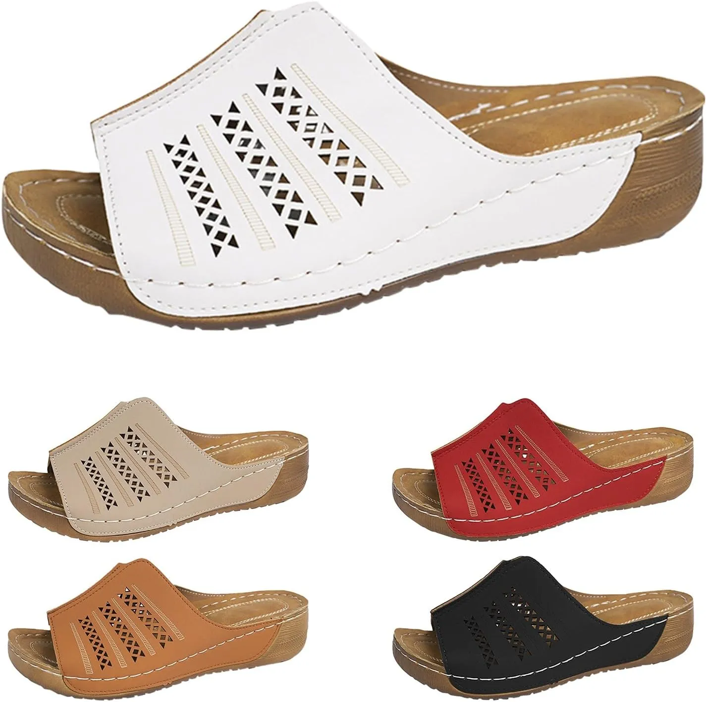 Wedge Sandals for Women Dressy Platform Slides Summer Comfortable Arch Support Slip On Sandals Orthotic Walking Shoes