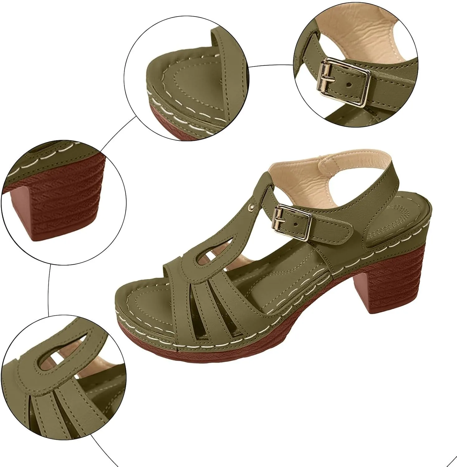 Wedge Sandals for Women Fisherman Sandals Platform with Adjustable Ankle Strap Open Toe Chunky Heel Sandal Comfortable Summer Shoes Vacation Beach Sandal Hollow Out Breathable Active Sandal