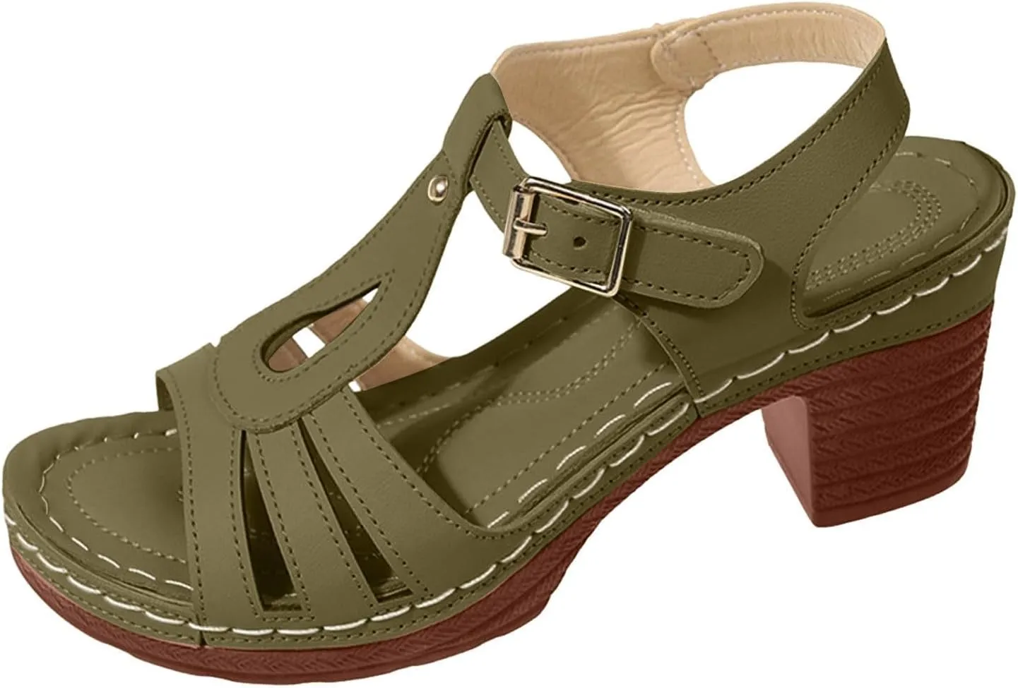 Wedge Sandals for Women Fisherman Sandals Platform with Adjustable Ankle Strap Open Toe Chunky Heel Sandal Comfortable Summer Shoes Vacation Beach Sandal Hollow Out Breathable Active Sandal