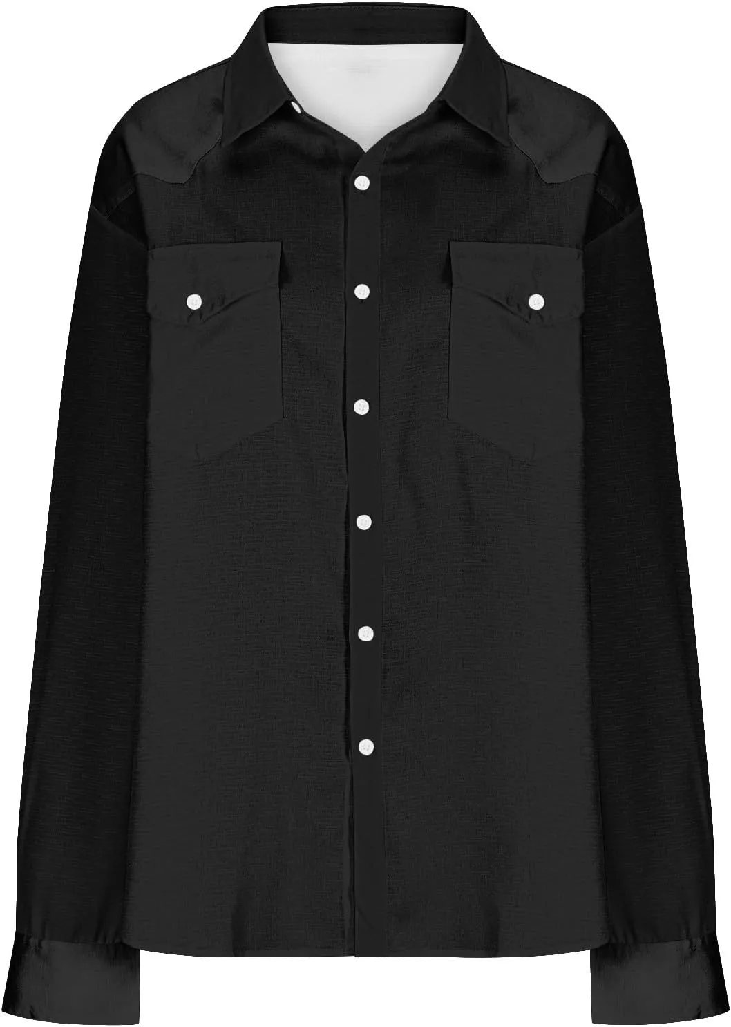 Western Cowboy Shirts for Men Pearl Snap Button Down Cotton Work Tshirt Men's Casual Shirt Jackets with Pockets