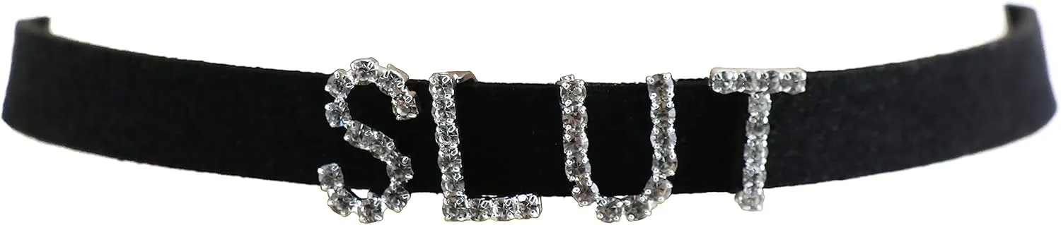 Western F.a.s.h.i.o.n Rhinestone Slut Statement Choker