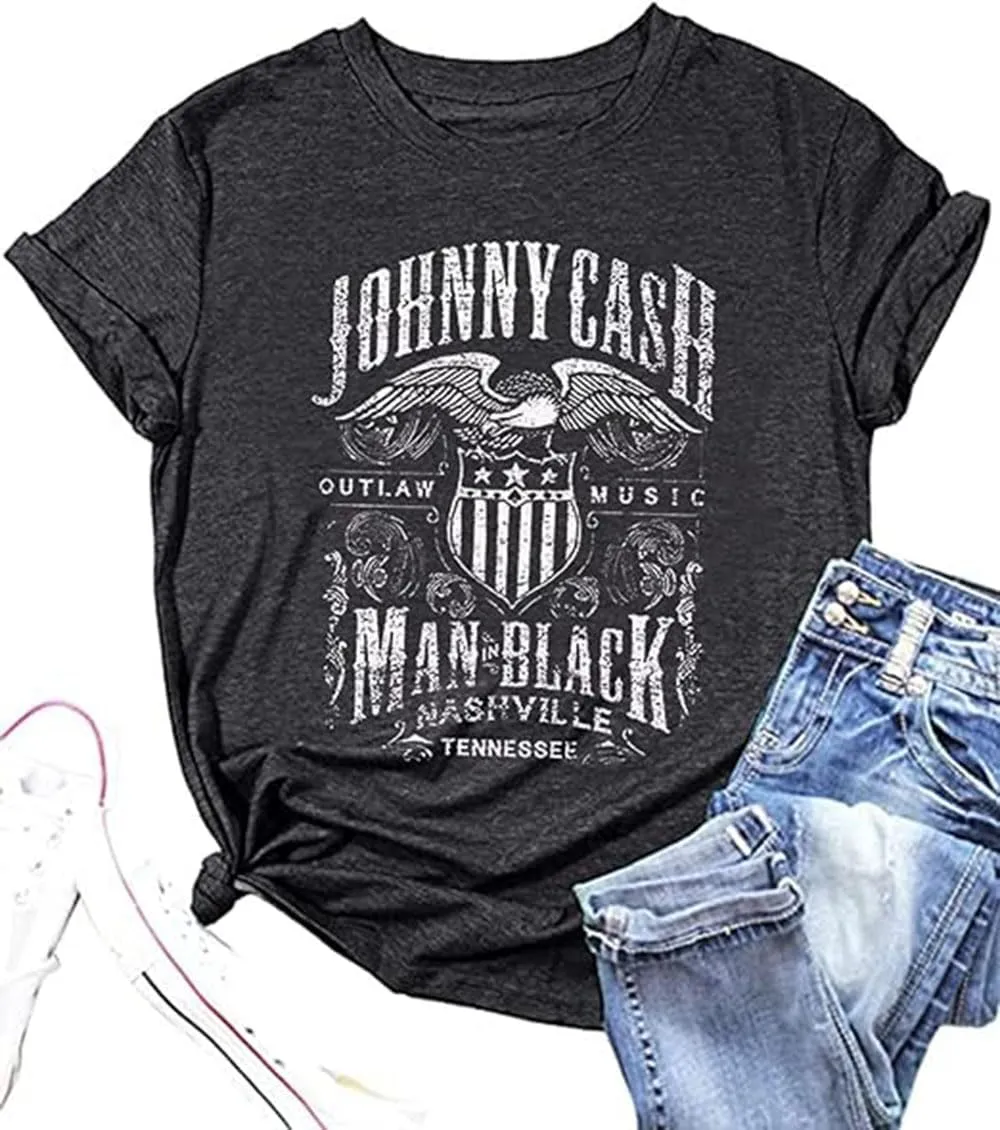 Western Rodeo T-Shirt Women Vintage Cattle Skull Cowboy Shirt Tops Country Music Short Sleeve Casual Tee Tops