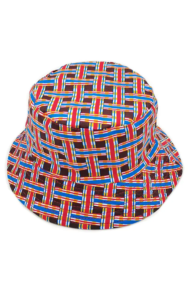 WHU210108 Reversible Geometric Print Cotton Bucket Hat