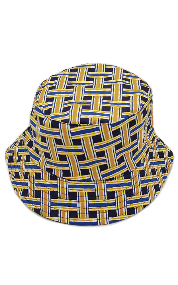 WHU210108 Reversible Geometric Print Cotton Bucket Hat