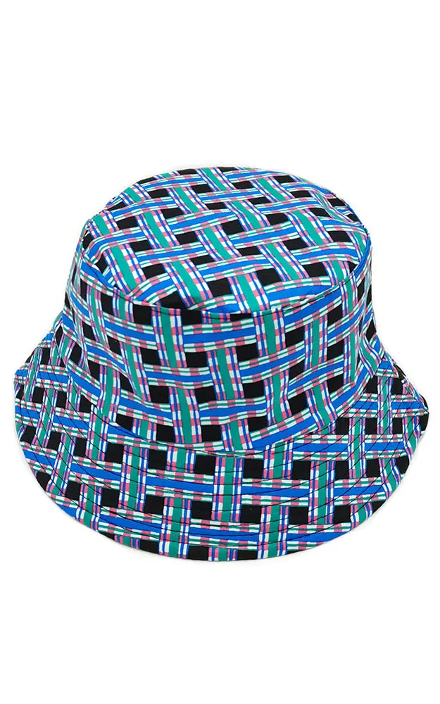 WHU210108 Reversible Geometric Print Cotton Bucket Hat