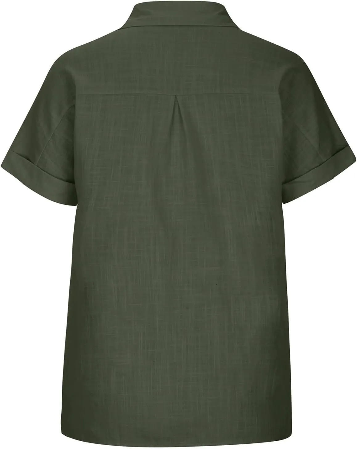 Wkishenl Womens Button Down Shirts Plus Size Cotton Linen Tops Loose Casual V Neck Blouse Summer Trendy T-Shirts with Pockets