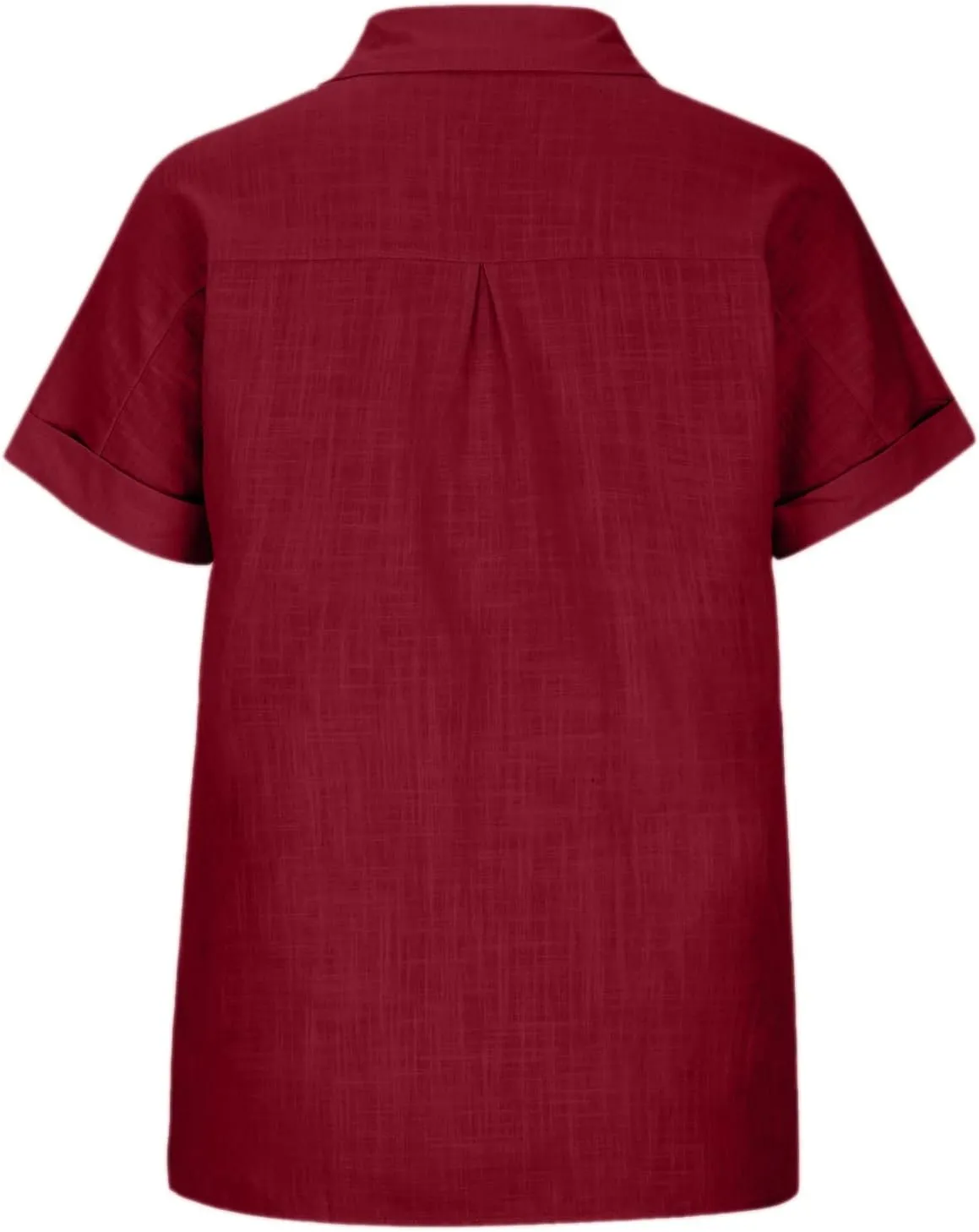 Wkishenl Womens Button Down Shirts Plus Size Cotton Linen Tops Loose Casual V Neck Blouse Summer Trendy T-Shirts with Pockets