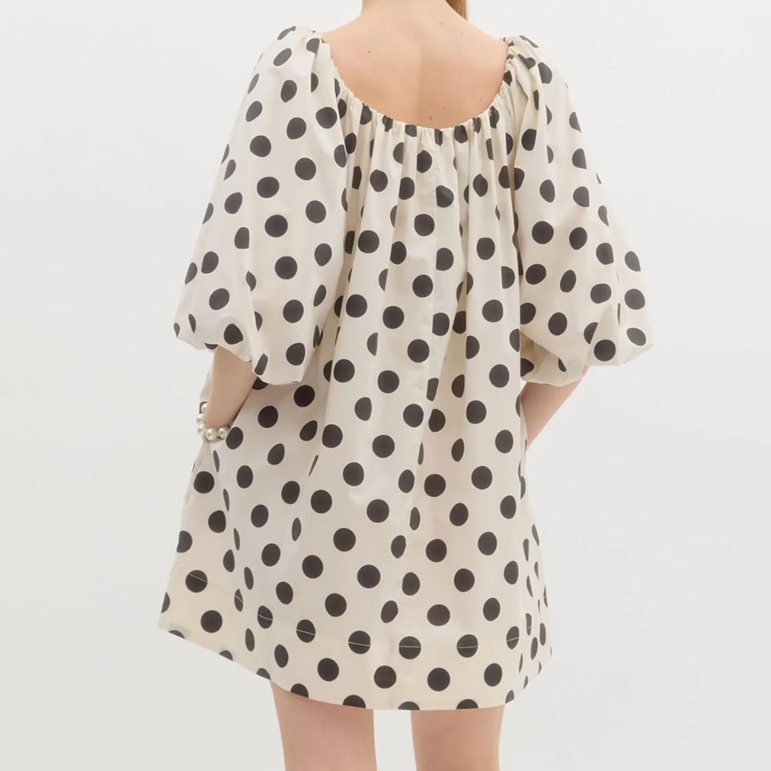 Women Babydoll Ruffle Mini Dress Y2k Puff Short Sleeve Square Neck Aline Loose Shift Vacation Beach Sun Dress