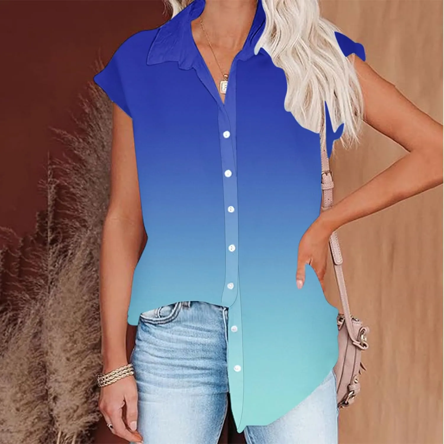 Women Summer Cotton Linen Tops Short Sleeve Button Down Shirts Trendy Dressy Blouse Tops Casual Chambray Clothes 2024