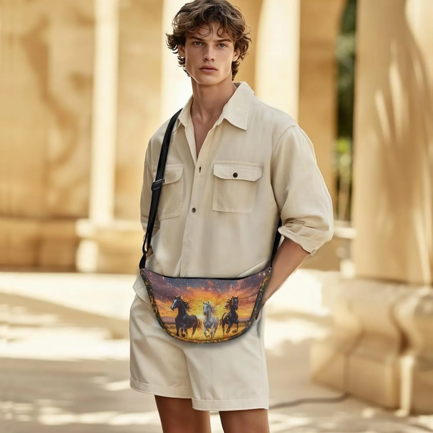 Women Trendy Crossbody Bag Men Lightweight Sling Crescent Purses with Adjustable Strap Fanny Packs Casual Handbag