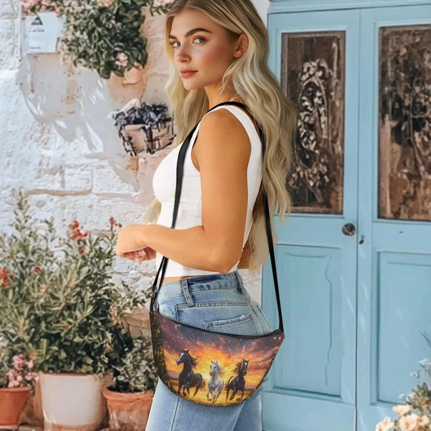 Women Trendy Crossbody Bag Men Lightweight Sling Crescent Purses with Adjustable Strap Fanny Packs Casual Handbag