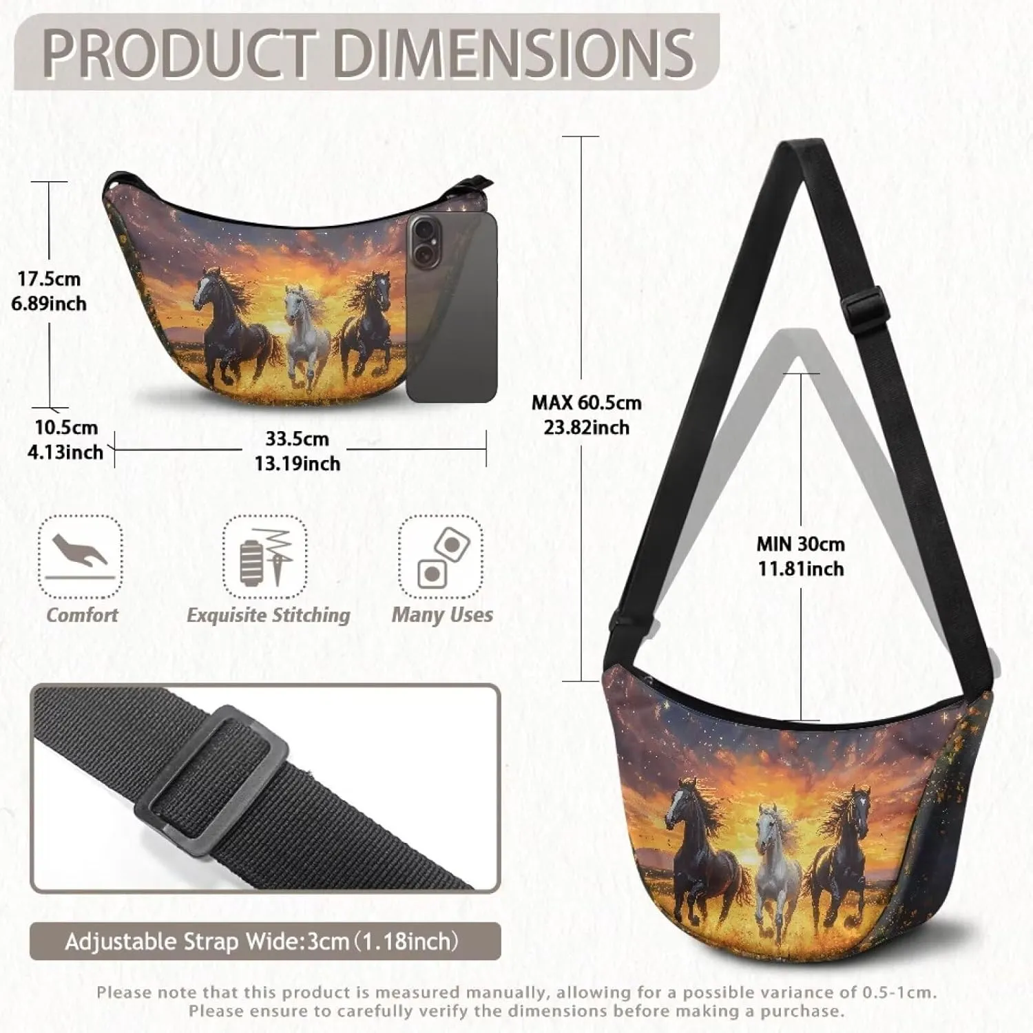 Women Trendy Crossbody Bag Men Lightweight Sling Crescent Purses with Adjustable Strap Fanny Packs Casual Handbag