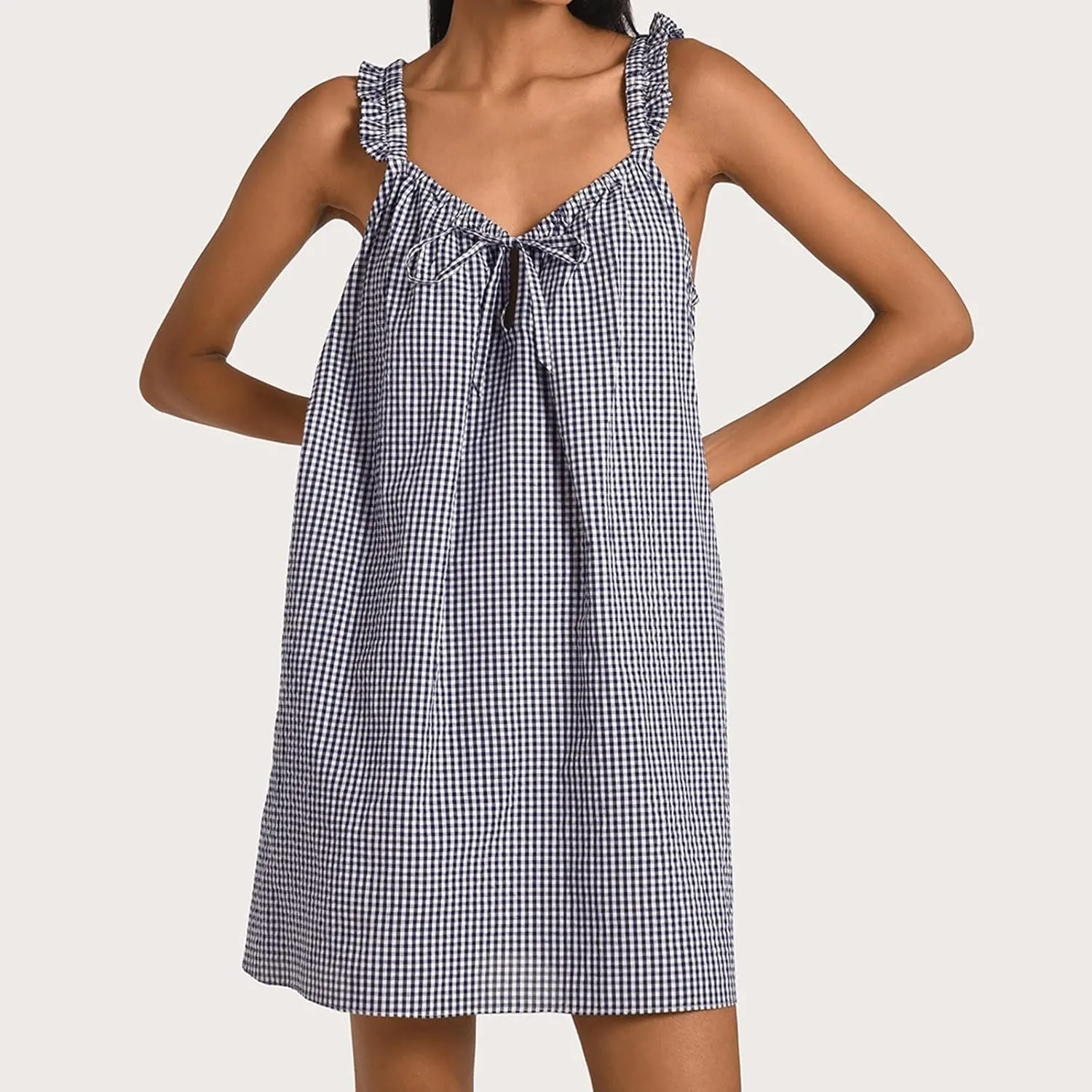 Women Y2k Babydoll Flowy Mini Dress Sleeveless Strap Square Neck Floral Loose Ruffle Going Out Short Sundress