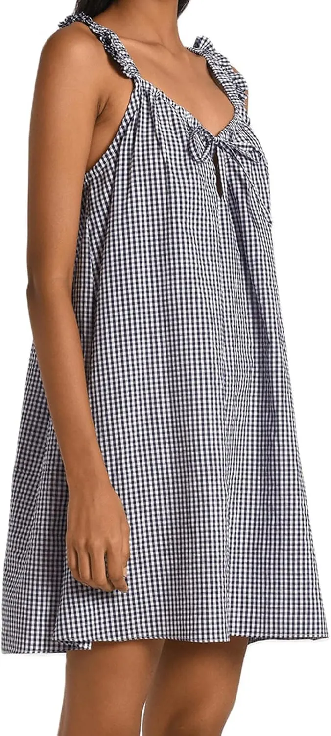 Women Y2k Babydoll Flowy Mini Dress Sleeveless Strap Square Neck Floral Loose Ruffle Going Out Short Sundress