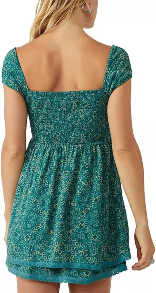 Women Y2k Babydoll Mini Dress Lace Trim Square Neck Sleeveless Floral Dress Flowy Sundress Summer Streetwear