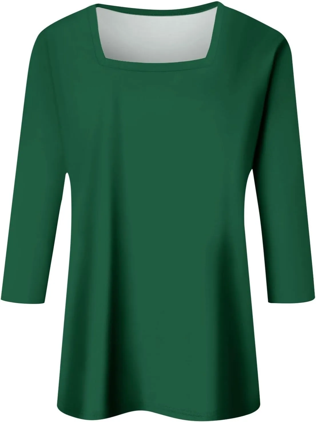 Womens 3/4 Sleeve Tops and Blouses Square Neck Holiday Cute Shirts Dressy Casual Three Quarter Workout Tunic Tops