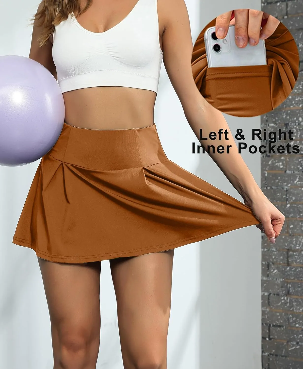 Women's Active Performance Skort Lightweight Skirt for Running Tennis Golf Workout Sports
