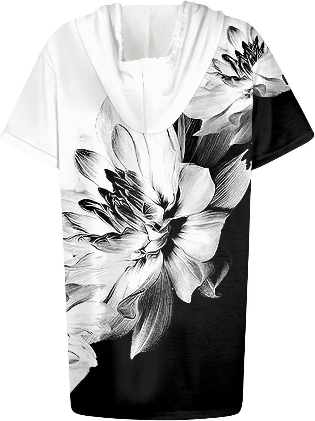Women's Casual Summer Hoodies Short Sleeve Drawstring Hoodies Tops Front Pullover T-Shirts Tops