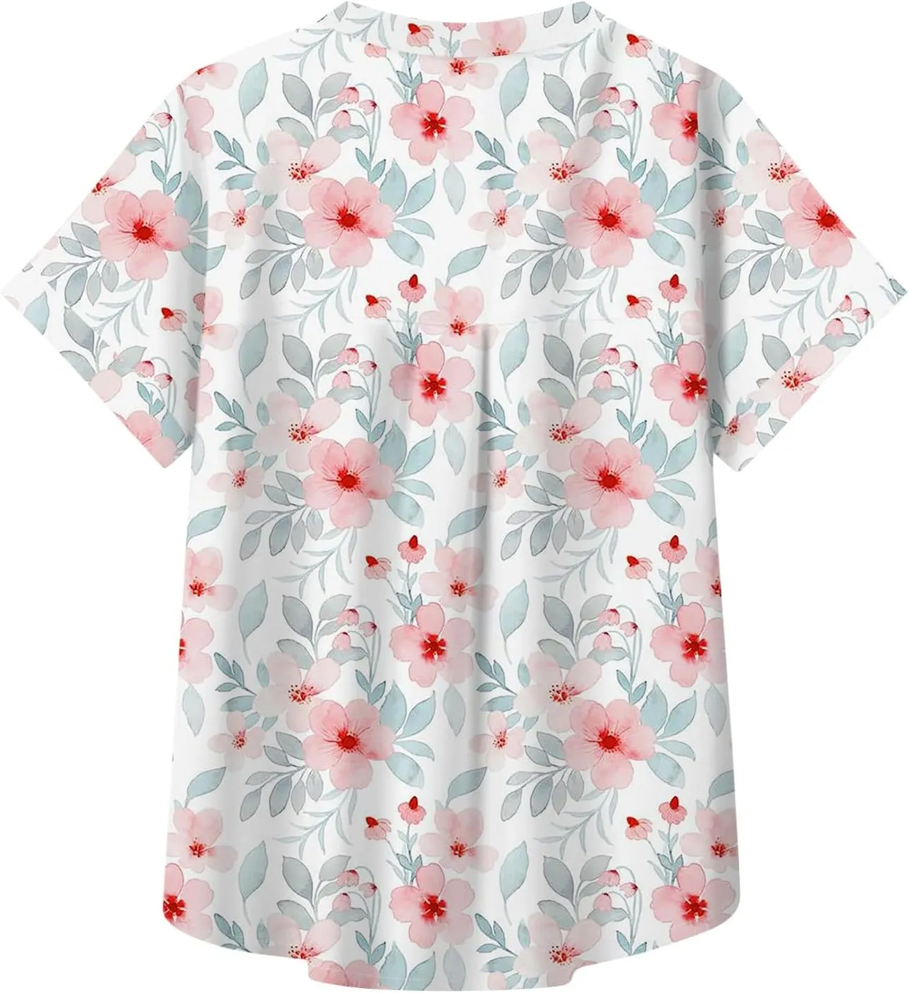 Women's Casual V Neck Floral Print Short Sleeve Blouses Button Down Shirts Loose Fit Boho Summer Tops Trendy