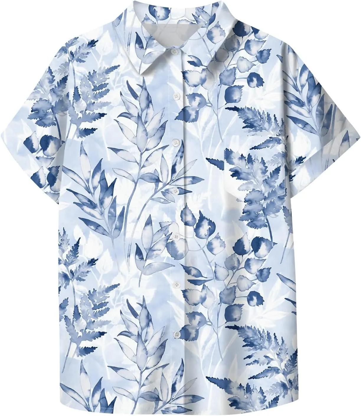 Women's Casual V Neck Floral Print Short Sleeve Blouses Button Down Shirts Loose Fit Boho Summer Tops Trendy