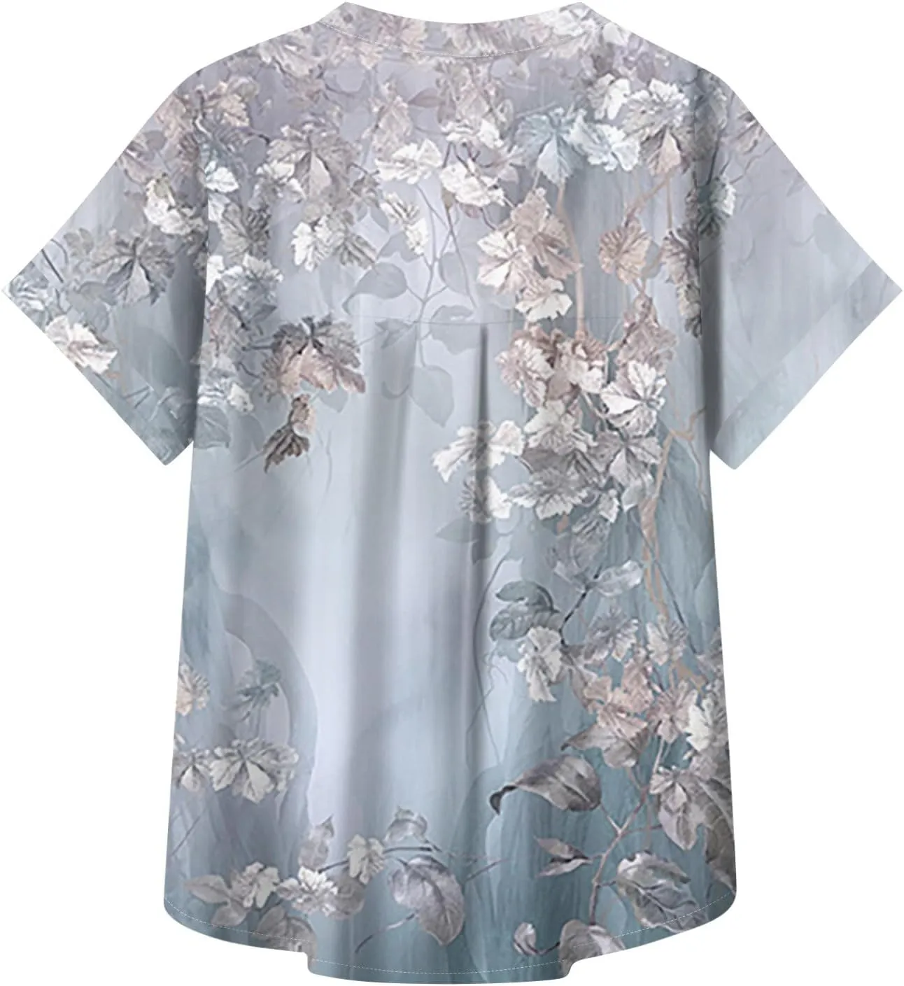 Women's Casual V Neck Floral Print Short Sleeve Blouses Button Down Shirts Loose Fit Boho Summer Tops Trendy