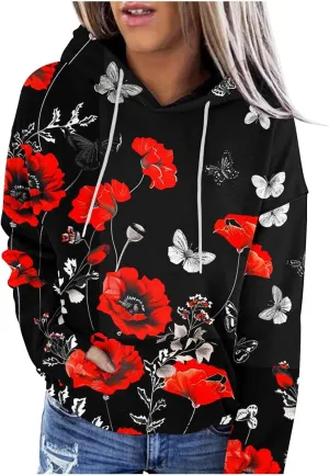 Women's Fall Casual Oversized Hoodies Trendy Long Sleeve Sweatshirts Graphic Print Pullover Lightweight Tops