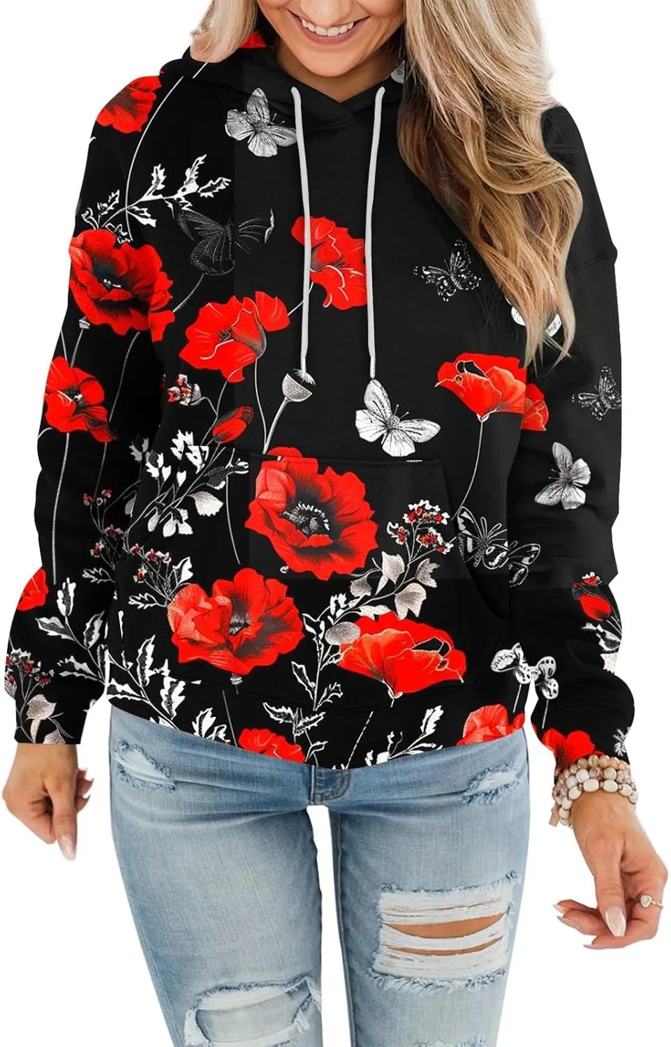 Women's Fall Casual Oversized Hoodies Trendy Long Sleeve Sweatshirts Graphic Print Pullover Lightweight Tops